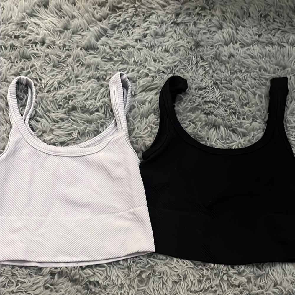 Nikibiki Black and light purple Ribbed Crop Tops